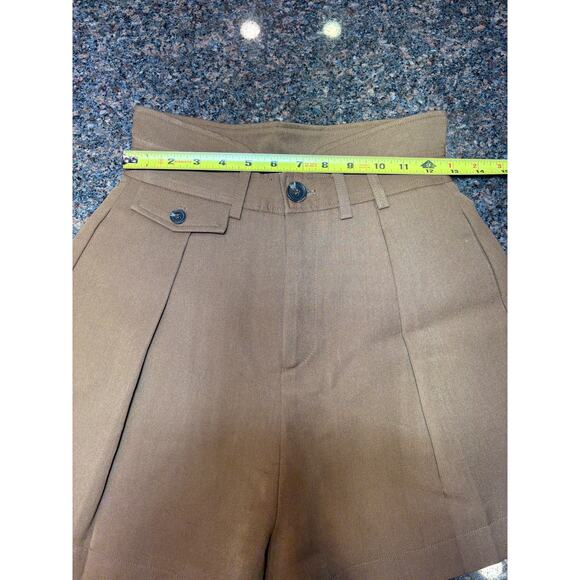 Women's High Waist Pleated Brown Dress Shorts Size M - Picture 8 of 16